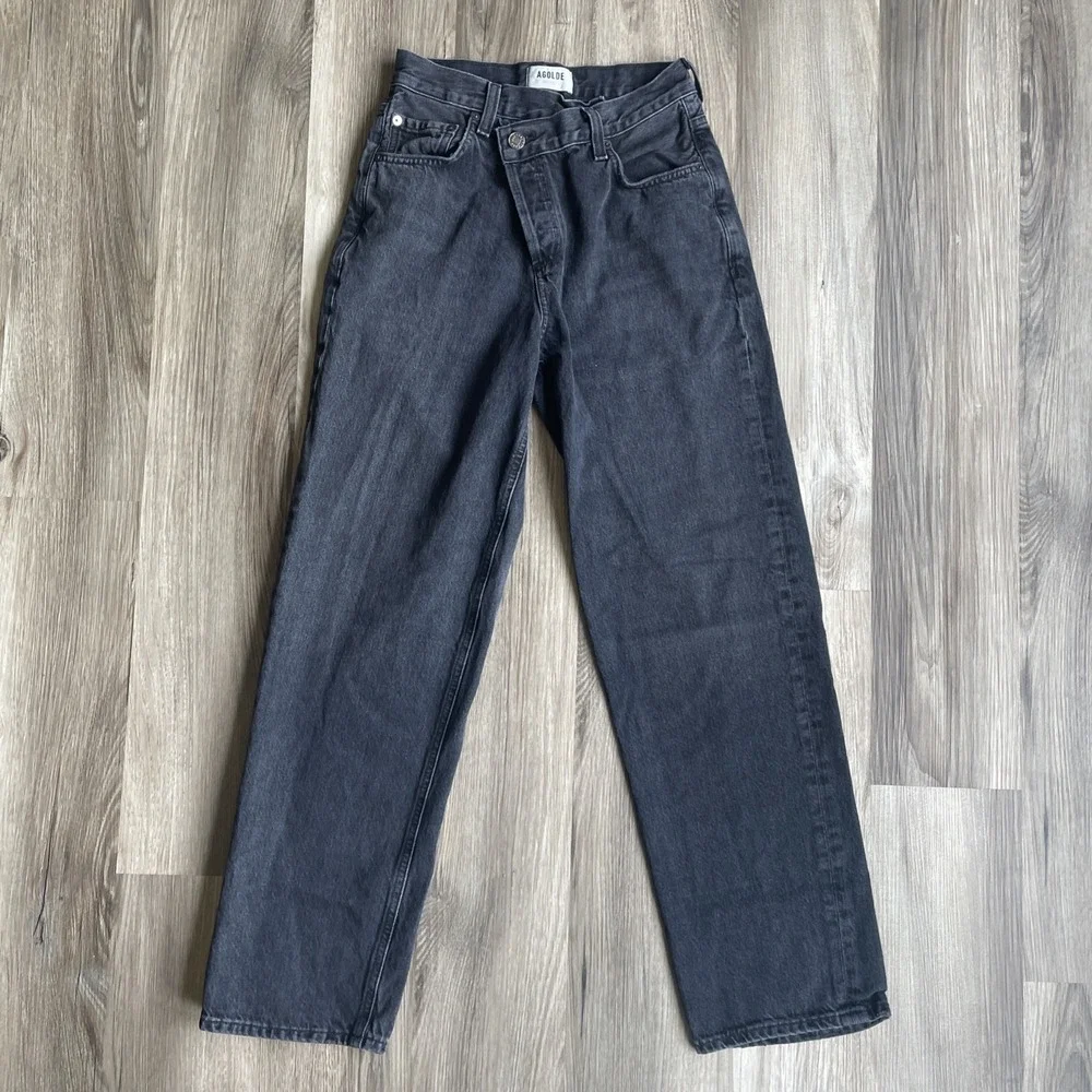 Agolde Criss‎ Cross Upsized Straight Leg Jeans Black A097C-1157 Size 23